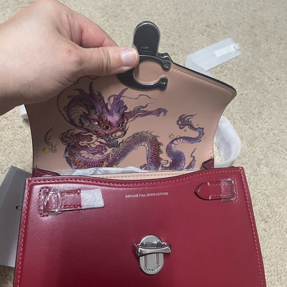 ***RARE*** Limited Edition: Coach Lunar year Dragon Ruby Red Sammy Top Handle 21 - Picture 6 of 16